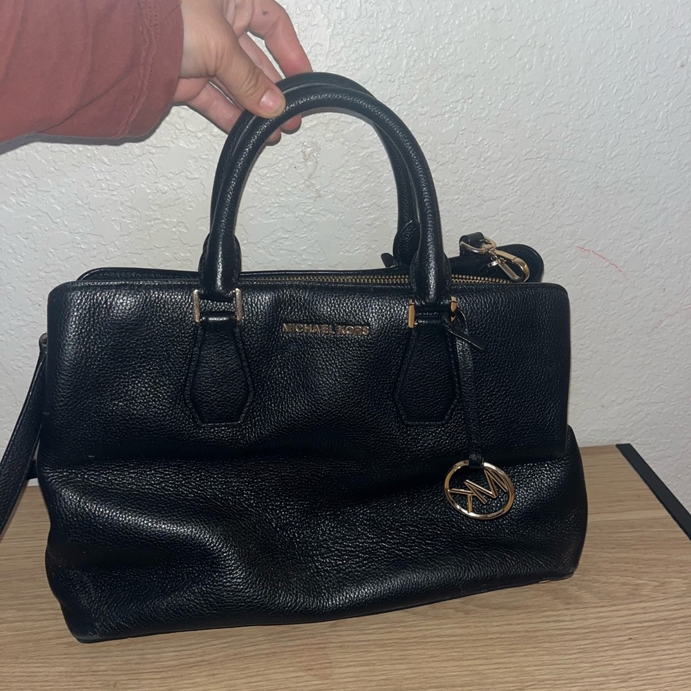 Michael Kors Black Pebbled Leather Satchel
